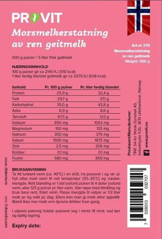 Provit Geitemelk 500g morsmelkerstattning